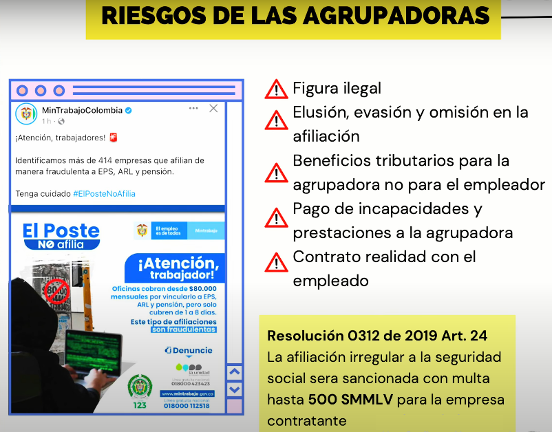 Seguridad social - riesgo de las agrupadoras