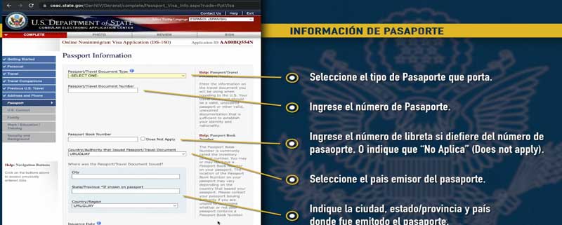 informacion de pasaporte formulario para visa turista ds 160